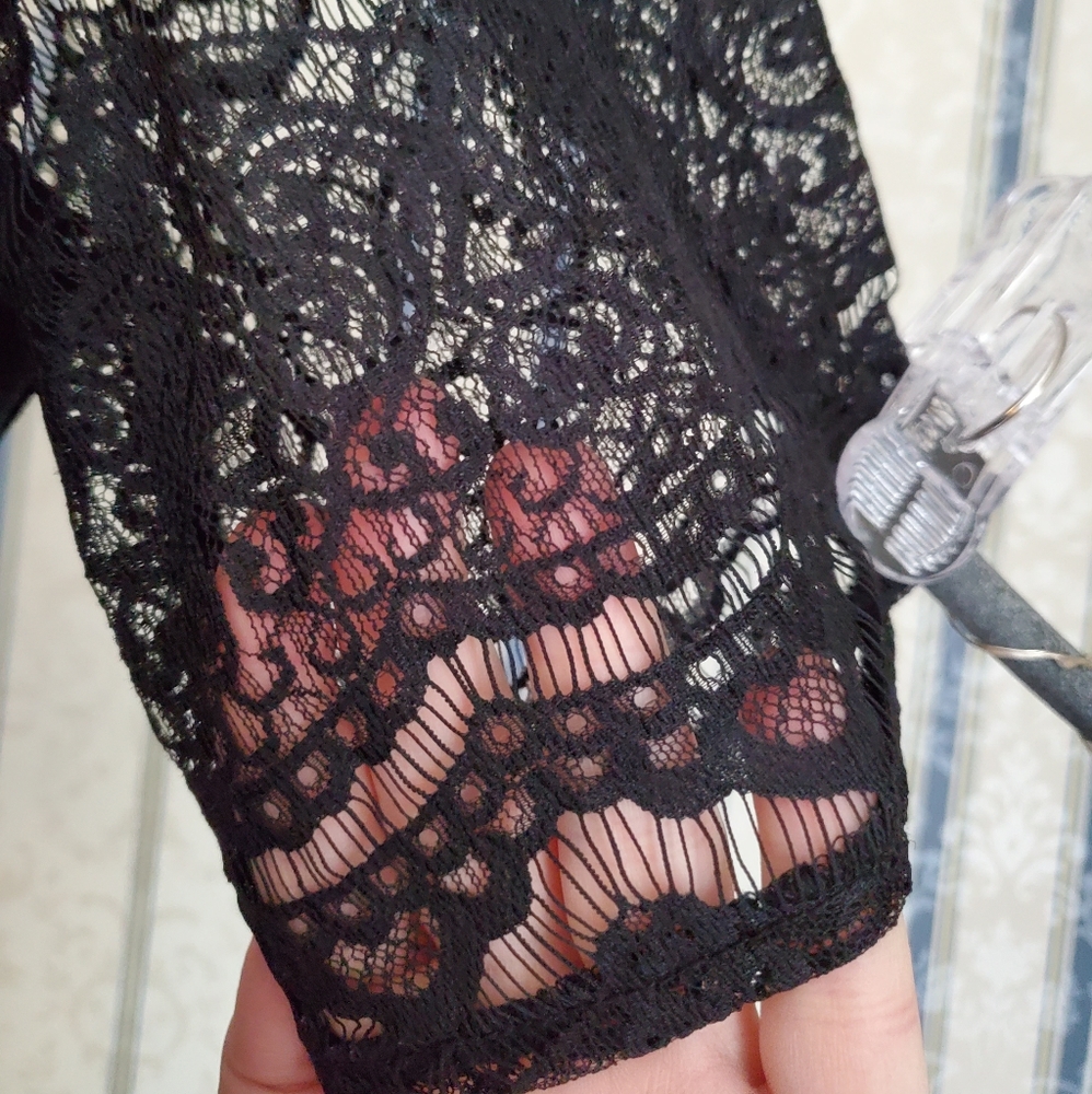 Maternity Black Lace Trapeze Empire Waist Dress - Picture 2 of 8
